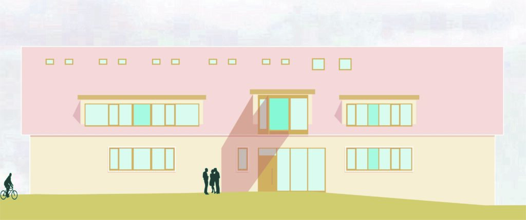 Architektenplan Sicht von Westen