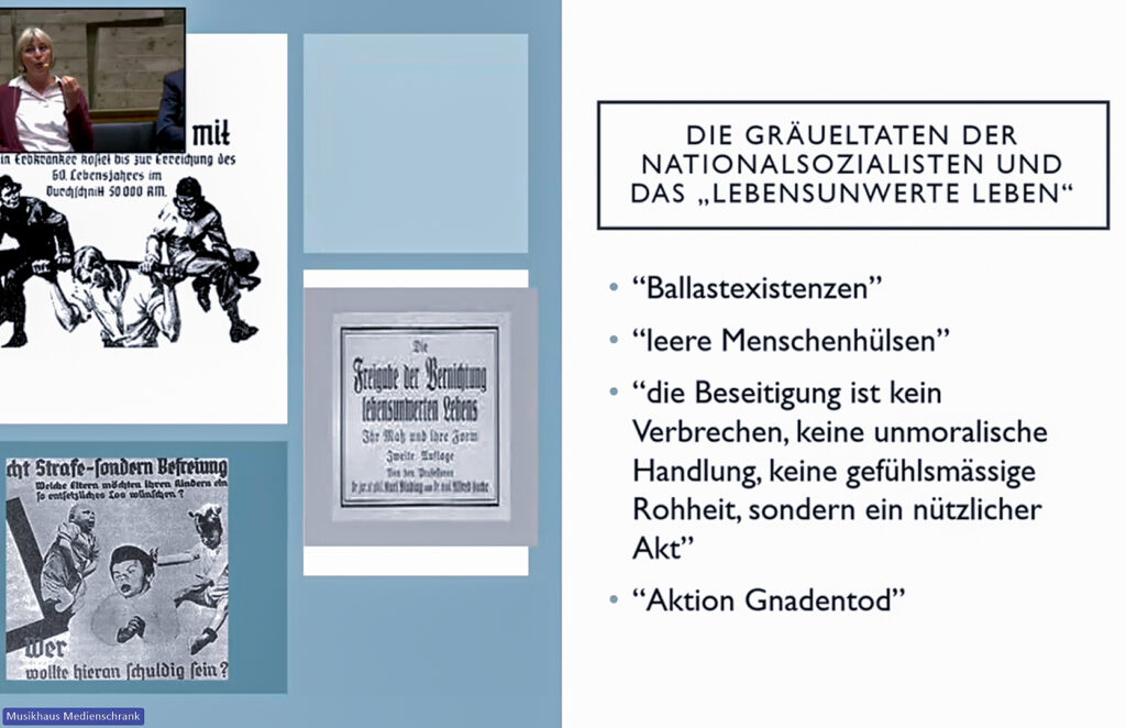Sie erinnerte an die unheilvolle Propaganda und verbrecherische Politik der Nazis.