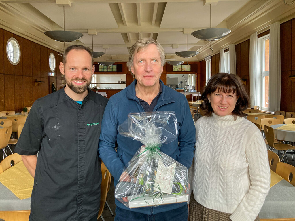 Küchenchef Andy Michel, Rolf Schuster und Geschaftsführerin Natalia Degler